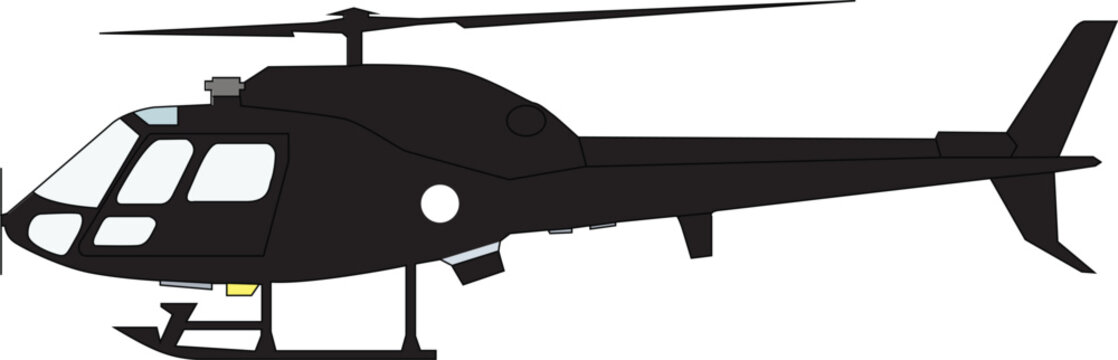 AS550 Fennec Military Attack Helicopter Side Profile Silhouette Vector Illustration
