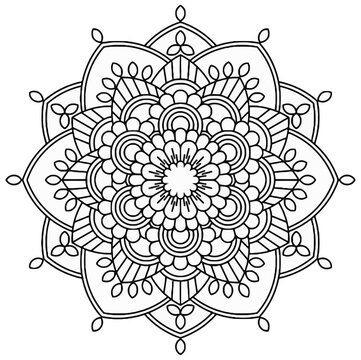 Geometric lotus flower mandala line art drawing