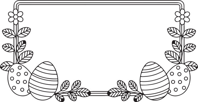 Festive Easter frame adorned with decorative eggs and delicate floral accents for greetings