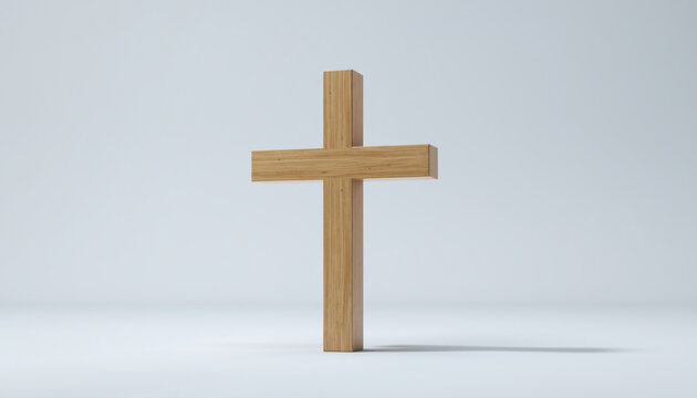 A simple wooden cross on a plain background.