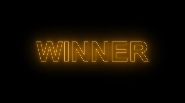 Golden neon sign with winner text animation.