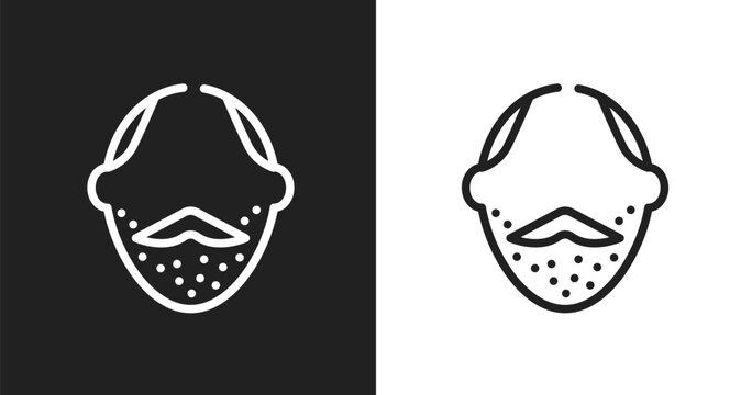 Face with stubble icon. Linear black, white icon from beauty collection. Outline face with stubble vector. Thin line symbol isolated on white and black background