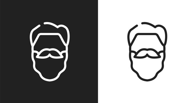 Hipster beard icon. Linear black, white icon from beauty collection. Outline hipster beard vector. Thin line symbol isolated on white and black background