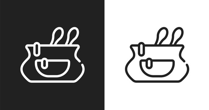 Cosmetic bag icon. Linear black, white icon from pretty collection. Outline cosmetic bag vector. Thin line symbol isolated on white and black background