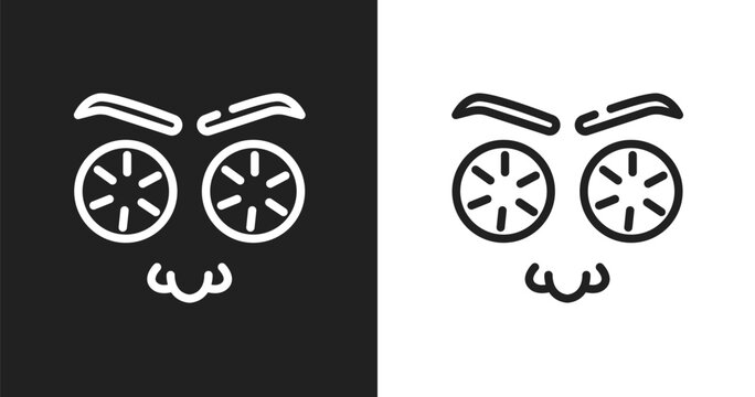 Cucumber slices on face icon. Linear black, white icon from beauty salon collection. Outline cucumber slices on face vector. Thin line symbol isolated on white and black background