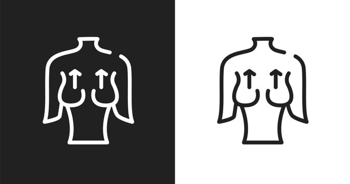 Mastopexy icon. Linear black, white icon from plastic surgery collection. Outline mastopexy vector. Thin line symbol isolated on white and black background