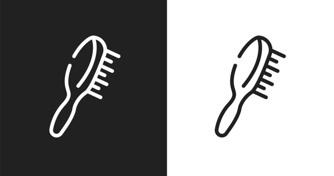 Hair brush icon. Linear black, white icon from hairdressing and barber shop collection. Outline hair brush vector. Thin line symbol isolated on white and black background