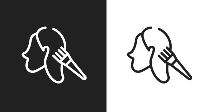 Hair dye icon. Linear black, white icon from hairdressing and barber shop collection. Outline hair dye vector. Thin line symbol isolated on white and black background