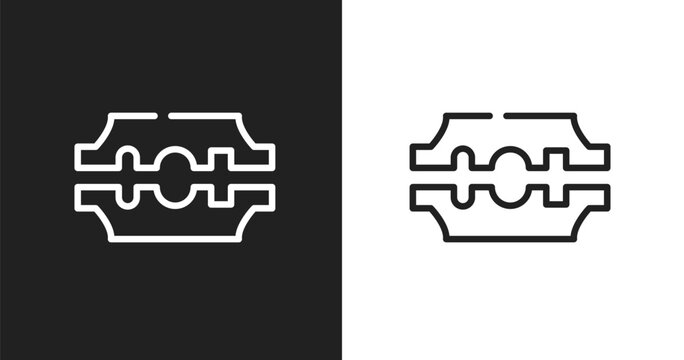 Razorblade icon. Linear black, white icon from hairdressing and barbershop collection. Outline razorblade vector. Thin line symbol isolated on white and black background