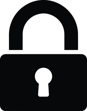 Black padlock icon isolated on transparent background