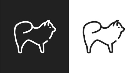 Obraz premium Chow chow icon. Linear black, white icon from dog breeds fullbody collection. Outline chow chow vector. Thin line symbol isolated on white and black background