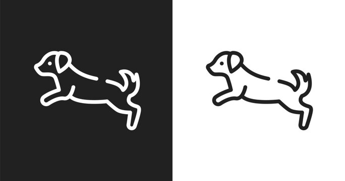 Dog scaping icon. Linear black, white icon from dog and training collection. Outline dog scaping vector. Thin line symbol isolated on white and black background