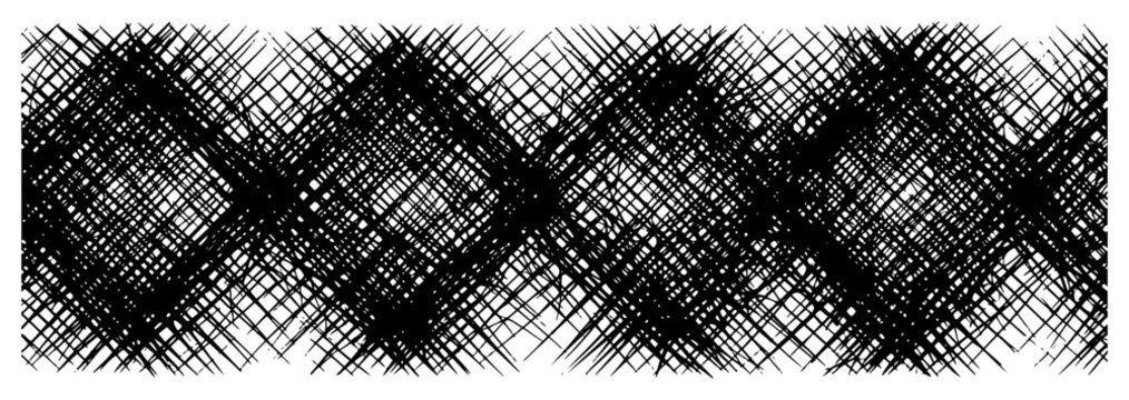 Abstract cross hatched diamond pattern texture forming a decorative border in vintage ink style