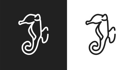 Sea horse icon. Linear black, white icon from minimal animals collection. Outline sea horse vector. Thin line symbol isolated on white and black background © VectorStockDesign