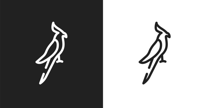 Nymphicus hollandicus icon. Linear black, white icon from minimal animals collection. Outline nymphicus hollandicus vector. Thin line symbol isolated on white and black background