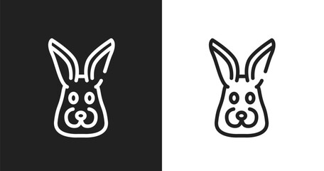 Obraz premium Rabbit head icon. Linear black, white icon from fauna collection. Outline rabbit head vector. Thin line symbol isolated on white and black background