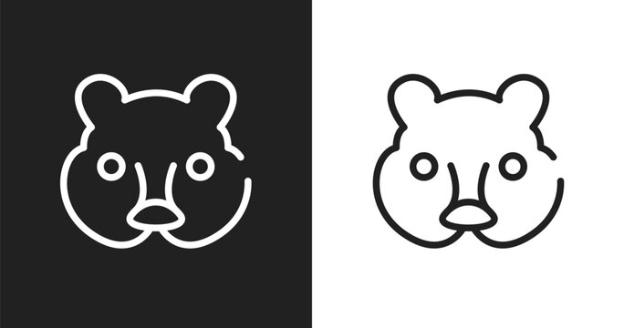 Hedgehog head icon. Linear black, white icon from fauna collection. Outline hedgehog head vector. Thin line symbol isolated on white and black background