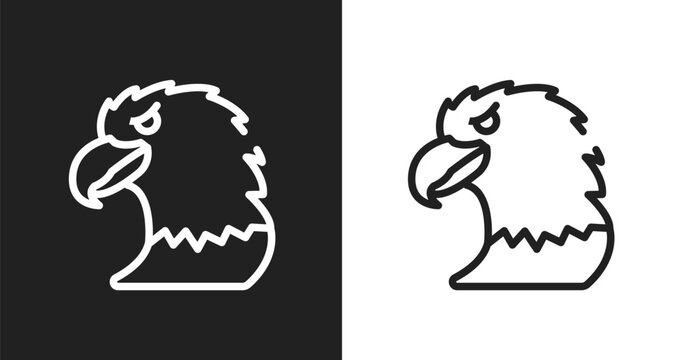Eagle head icon. Linear black, white icon from fauna collection. Outline eagle head vector. Thin line symbol isolated on white and black background