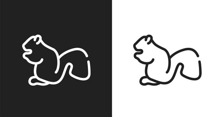 Obraz premium Sitting squirrell icon. Linear black, white icon from free animals collection. Outline sitting squirrell vector. Thin line symbol isolated on white and black background