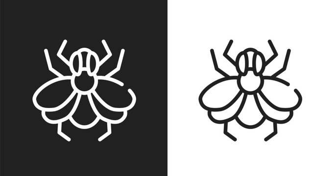 Big fly icon. Linear black, white icon from free animals collection. Outline big fly vector. Thin line symbol isolated on white and black background
