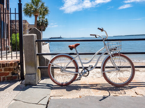 A bicycle along the boardwalk in Charleston, SC