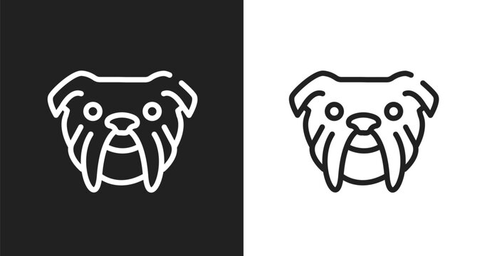 Bulldog head icon. Linear black, white icon from woof woof collection. Outline bulldog head vector. Thin line symbol isolated on white and black background