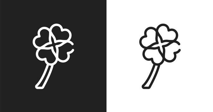 Four leaf clover icon. Linear black, white icon from poi nature collection. Outline four leaf clover vector. Thin line symbol isolated on white and black background