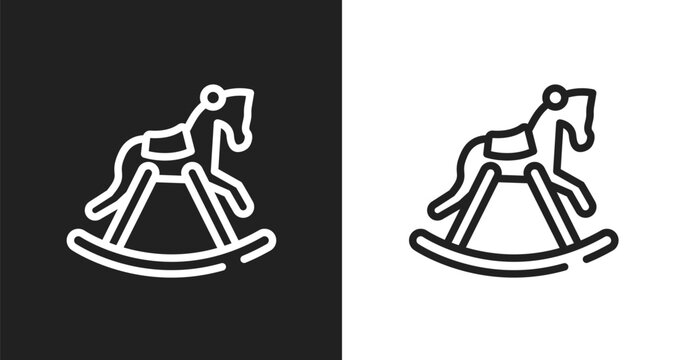 Horse rocker black icon. Linear black, white icon from horses collection. Outline horse rocker black vector. Thin line symbol isolated on white and black background