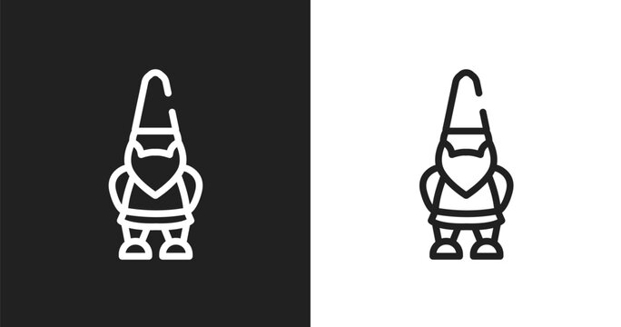 Gnome icon. Linear black, white icon from nature lineal pack collection. Outline gnome vector. Thin line symbol isolated on white and black background