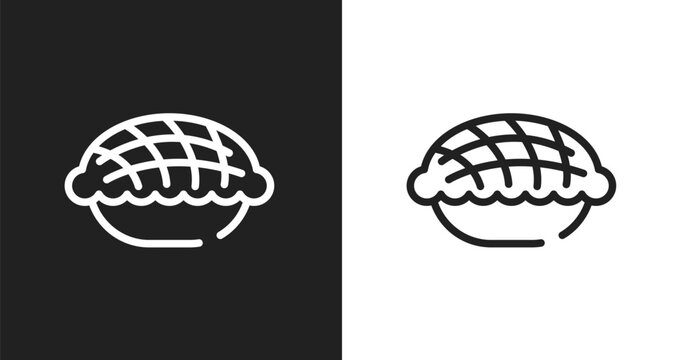 Pie icon. Linear black, white icon from thanksgiving collection. Outline pie vector. Thin line symbol isolated on white and black background
