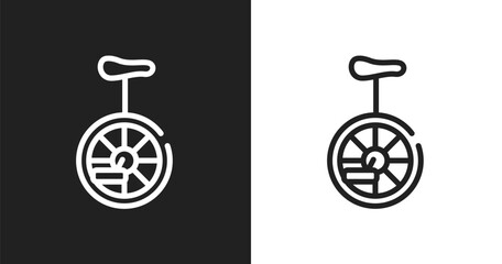 Unicycle icon. Linear black, white icon from circus collection. Outline unicycle vector. Thin line symbol isolated on white and black background © VectorStockDesign