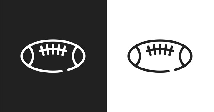 Rugby ball icon. Linear black, white icon from thanksgiving collection. Outline rugby ball vector. Thin line symbol isolated on white and black background