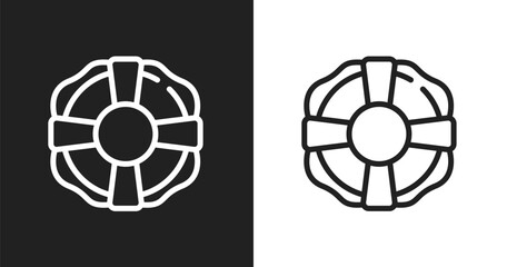 Lifesaver icon. Linear black, white icon from tropical collection. Outline lifesaver vector. Thin line symbol isolated on white and black background © VectorStockDesign