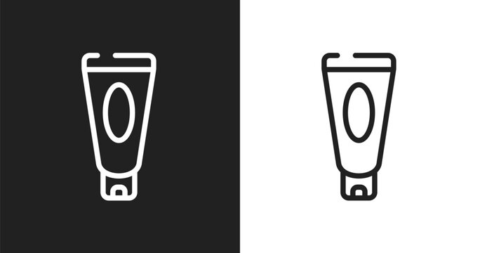 Sun lotion icon. Linear black, white icon from tropical collection. Outline sun lotion vector. Thin line symbol isolated on white and black background