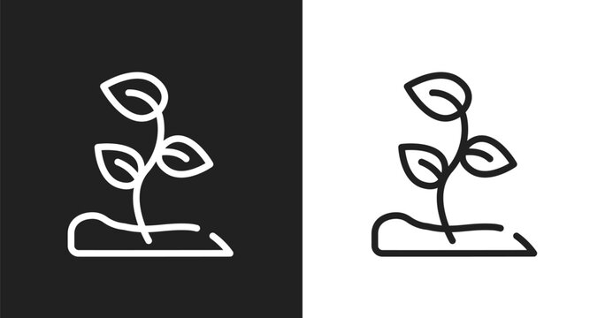 Sprout icon. Linear black, white icon from spring collection. Outline sprout vector. Thin line symbol isolated on white and black background