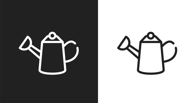 Watering can icon. Linear black, white icon from spring collection. Outline watering can vector. Thin line symbol isolated on white and black background