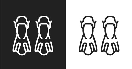Flippers icon. Linear black, white icon from diving collection. Outline flippers vector. Thin line symbol isolated on white and black background © VectorStockDesign