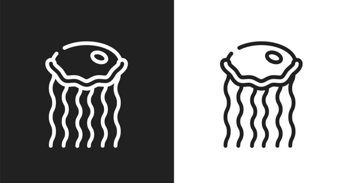 Medusa icon. Linear black, white icon from diving collection. Outline medusa vector. Thin line symbol isolated on white and black background