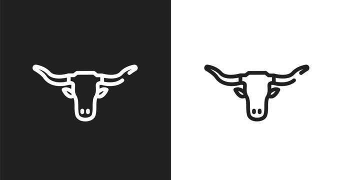 Bull icon. Linear black, white icon from animals collection. Outline bull vector. Thin line symbol isolated on white and black background