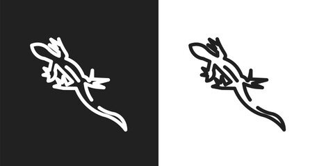 Obraz premium Lizard icon. Linear black, white icon from desert collection. Outline lizard vector. Thin line symbol isolated on white and black background