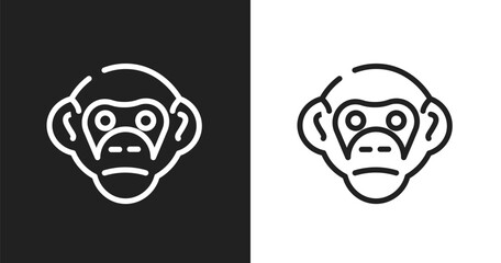 Fototapeta premium Chimpanzee icon. Linear black, white icon from wildlife collection. Outline chimpanzee vector. Thin line symbol isolated on white and black background