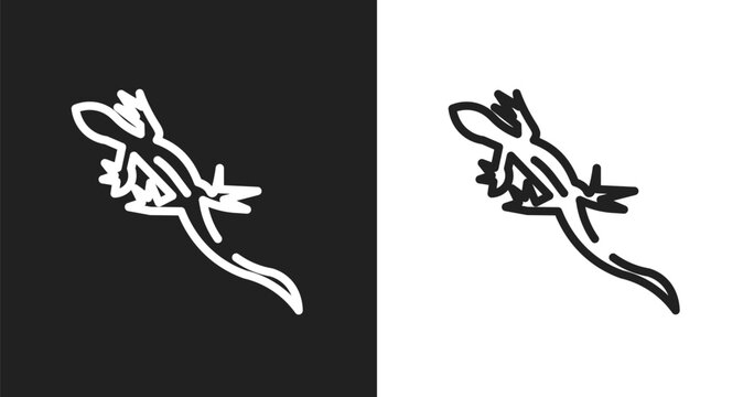 Lizard icon. Linear black, white icon from desert collection. Outline lizard vector. Thin line symbol isolated on white and black background