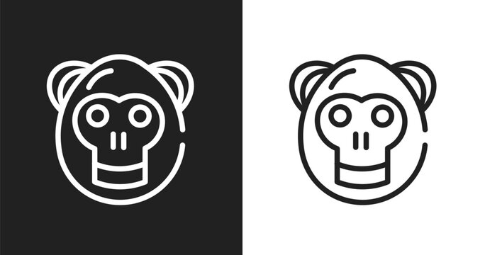 Orangutan icon. Linear black, white icon from zoo collection. Outline orangutan vector. Thin line symbol isolated on white and black background