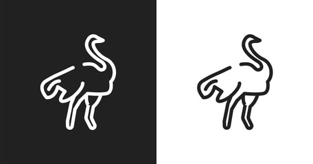 Fototapeta premium Ostrich icon. Linear black, white icon from wildlife collection. Outline ostrich vector. Thin line symbol isolated on white and black background