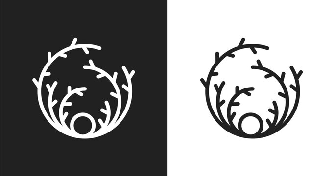 Tumbleweed icon. Linear black, white icon from wildlife collection. Outline tumbleweed vector. Thin line symbol isolated on white and black background