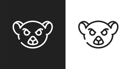 Lemur icon. Linear black, white icon from animals collection. Outline lemur vector. Thin line symbol isolated on white and black background © VectorStockDesign