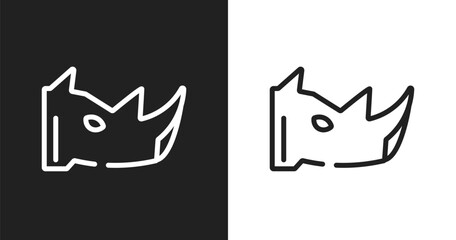 Rhinoceros icon. Linear black, white icon from animals collection. Outline rhinoceros vector. Thin line symbol isolated on white and black background © VectorStockDesign