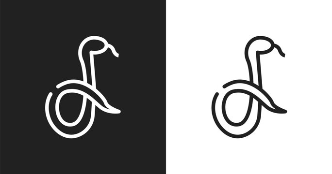 Snake icon. Linear black, white icon from animals collection. Outline snake vector. Thin line symbol isolated on white and black background