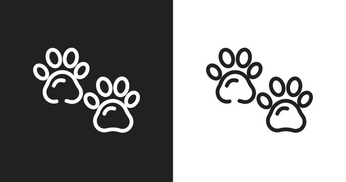 Pawprint icon. Linear black, white icon from animals collection. Outline pawprint vector. Thin line symbol isolated on white and black background