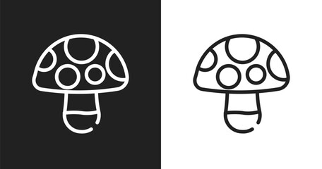 Obraz premium Mushroom icon. Linear black, white icon from nature collection. Outline mushroom vector. Thin line symbol isolated on white and black background